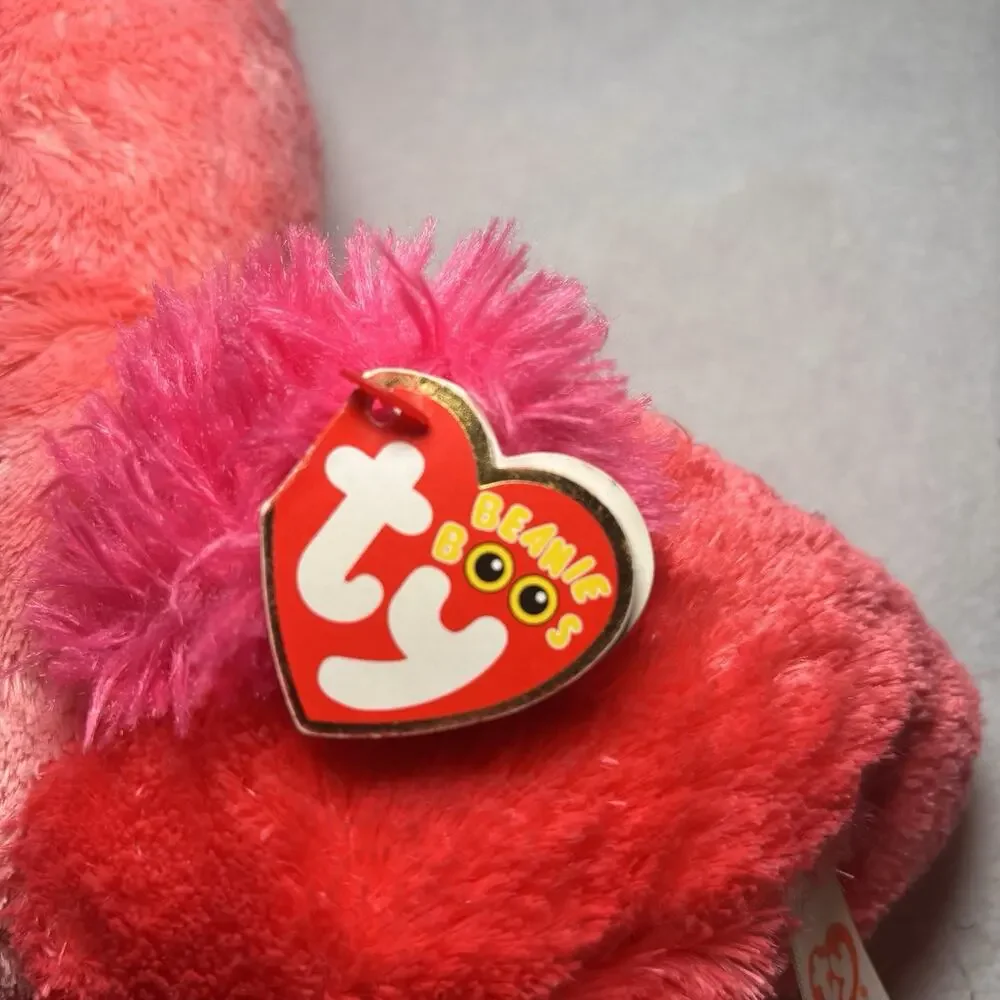 Ty Beanie Boos Gilda Pink Flamingo Plush Blue Eyes Heart New With Tag 14 Inches